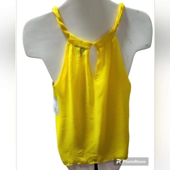 Ana Yellow Halter top blouse size M light Braided top Polyester NWT - Picture 2 of 6
